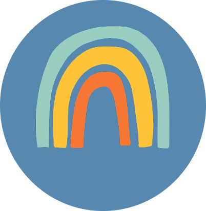 Illustration of a rainbow on a blue background